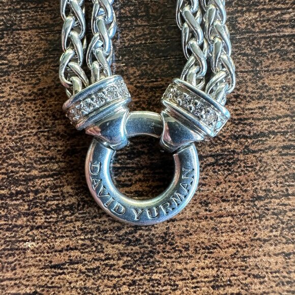 David Yurman Double Wheat Chain Diamond Necklace - 18" - Picture 3 of 15